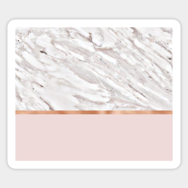 Calacatta marble on rose gold blush Sticker by marbleco